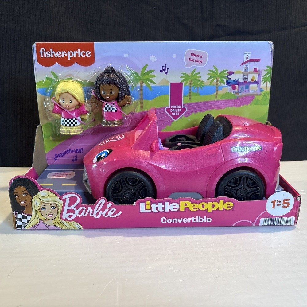 Little People Barbie Convertible Pink Car Toy Set New